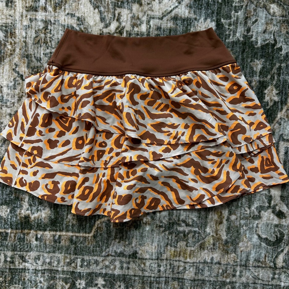 Aerie offline tiered mini athletic leopard pleated high waisted skirt medium